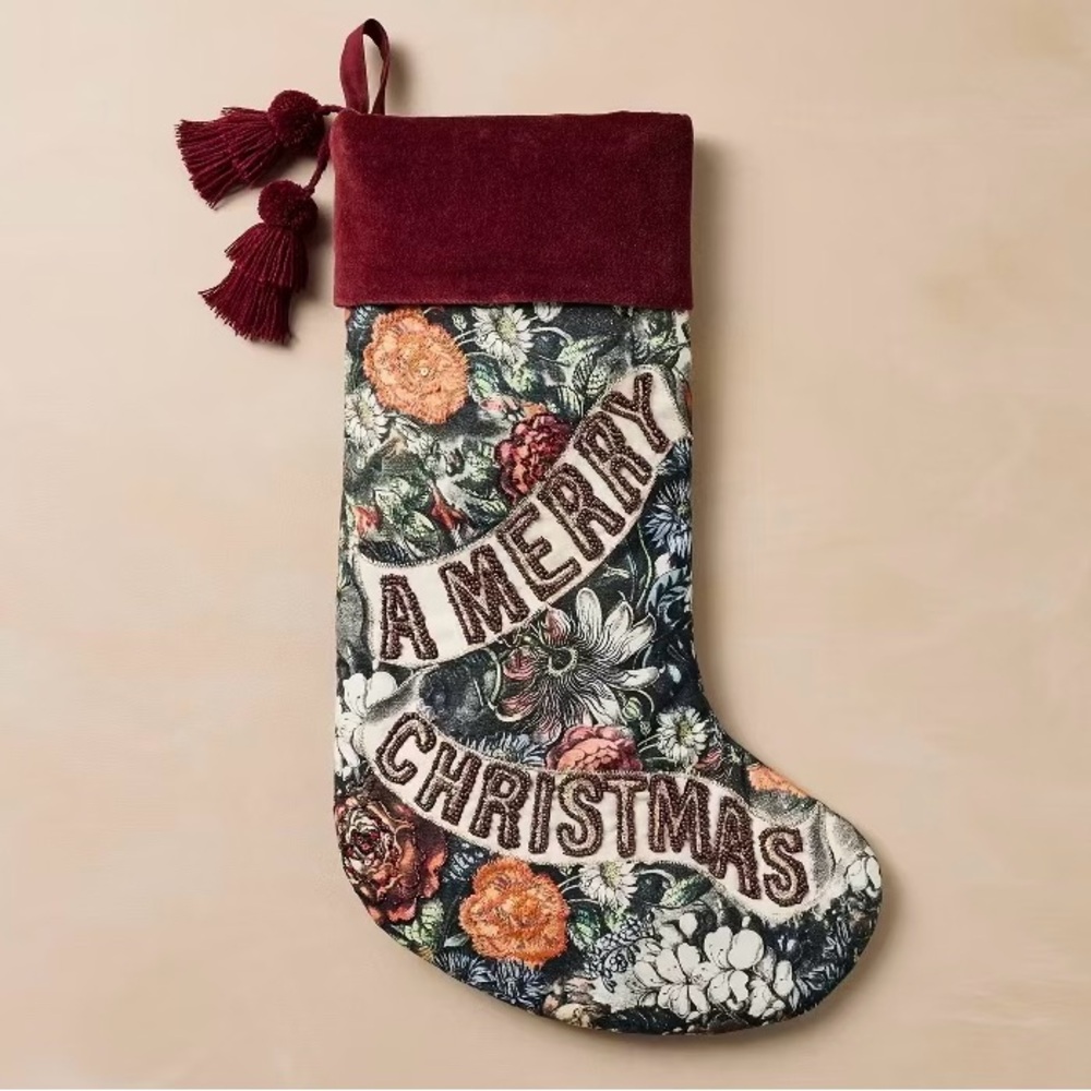 John Derian for Target 20” Merry Christmas Floral Stocking